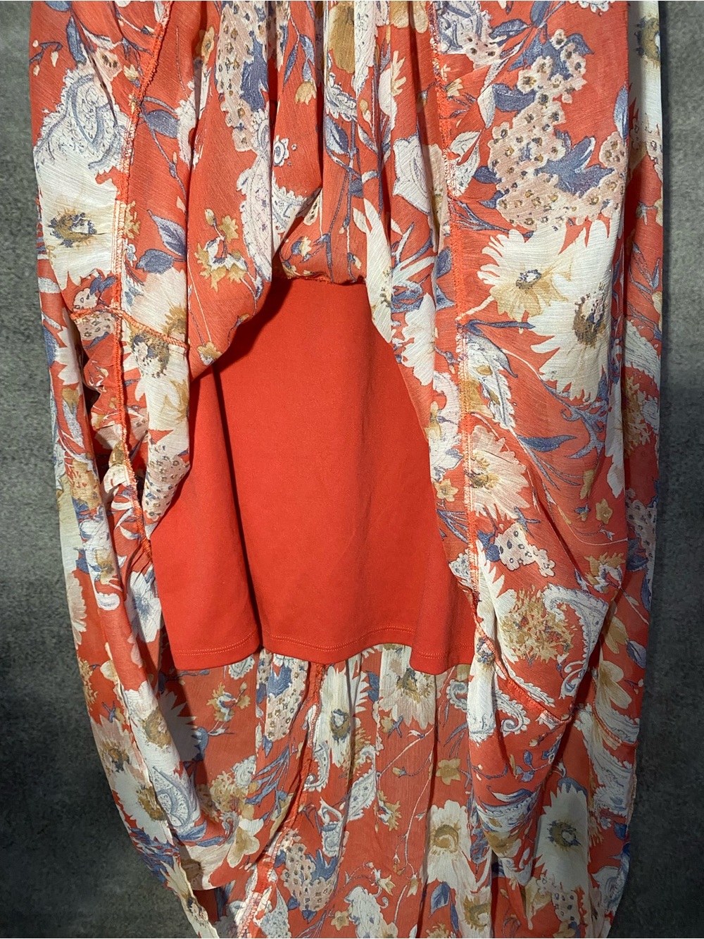 Fourteenth Place 2X Floral Paisley Tiered Maxi Skirt Orange Boho Button Front - Picture 8 of 11